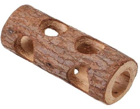 Gadpiparty Túnel de Madera para Hámster Resistente a Mordeduras, Tubo Natural de Madera Maciza 15 Cm, Escondite y Juguete para Conejillos de Indias y Pequeños Roedores