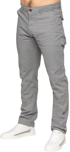 989Zé ENZO Mens Classic Fit Flat-Front Casual Chino Trousers Cotton Straight Leg Stretch Work Pants
