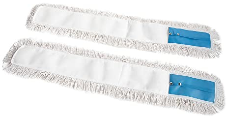 SGWEB Professional Ricambio Frangia in Cotone per Scopa a Forbice 1 Coppia dimensione standard per pulizia professionale pavimenti grandi superfici 100cmx2 pezzi alta assorbenza biancoovunquefiltro