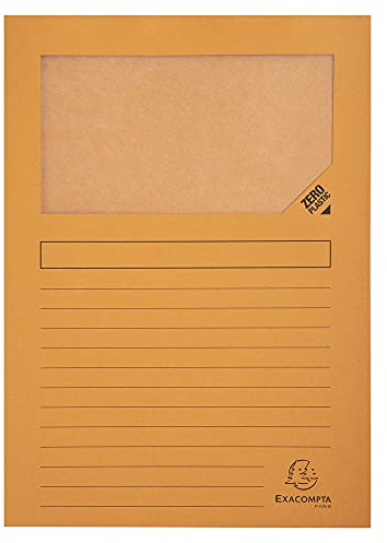 Exacompta - Réf. 50254E - Paquet de 25 chemises à fenêtre sans plastique Forever® 120 g/m² - couleurs vives - 100% recyclées et certifiées Ange Bleu - dimensions 22 x 31 cm pour A4 - couleur orange