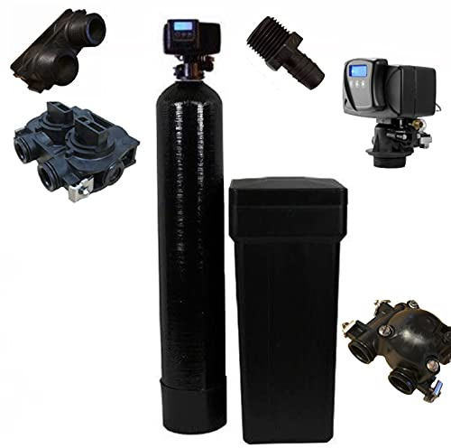 Fleck 5600 SXT Meter Demand Water Softener Grain Capacity 10% Commercial Grade Cation Resin (64,000, Black)