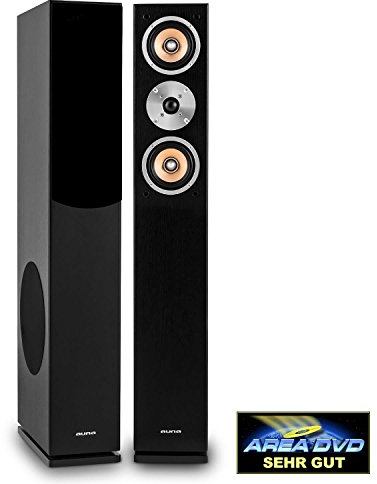 auna Linie 501 FS BK - 3-Wege Standlautsprecher Boxen, Passive HiFi Lautsprecher Standboxen, 140 W RMS, 8 Tieftöner, 2x4 Mitteltöner, 1 Hochtöner, schwarz