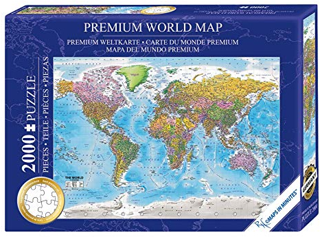 Close Up Weltkarte Puzzle 2000 Teile - Die Welt - 97 x 68 cm Premium Map 2020 - MAPS IN Minutes