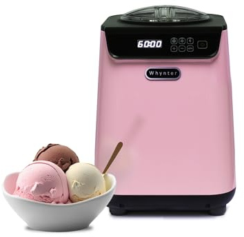 Whynter Ice Cream Maker Machine Automatic 1.28 Qt Upright with Built-In Compressor, LCD Digital Display & Timer, No Pre-Freezing, ICM-128BPS, Black/Pink
