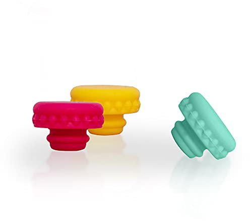 CÉCOA • Set di 3 tappi a tinta unita • riutilizzabili universali per bottiglie • silicone alimentare premium senza BPA • impermeabili e ermetici • per vino, birra, acqua, soda • lavabili in