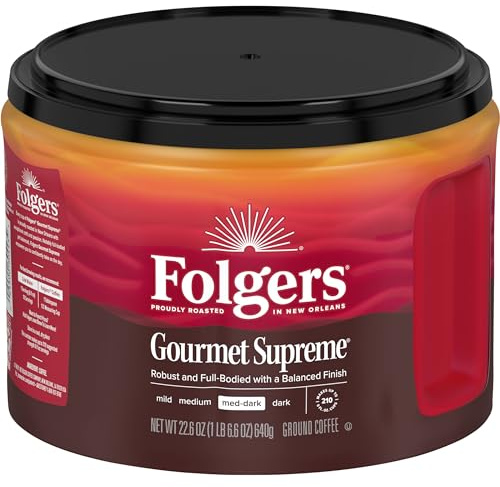 Folgers Gourmet Supreme Medium-Dark Roast Ground Coffee, 22.6 Ounce Canister