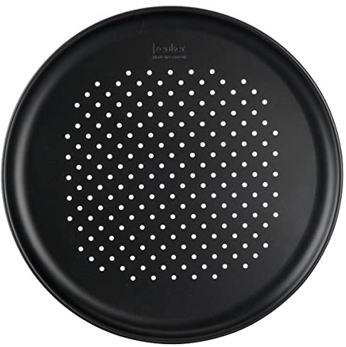 Zenker Molde para pizza perforado Ø36 cm Línea Black Metallic, ideal para pizza y pizza congelada.