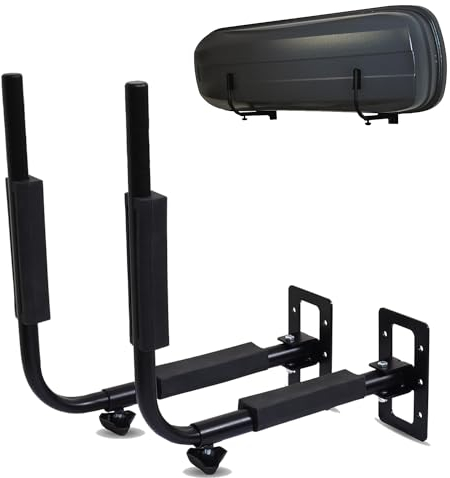 LANCO Automotive Dachbox Wand-Halterung [Für Dachboxen bis 52cm Höhe, 40kg Traglast, Abstand stufenlos einstellbar, Platzsparend Dank schwenkbarer Arme, Inkl. Dübel/Schrauben zur Befestigung]