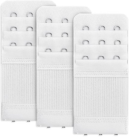 3 Pieces Bra Strap Extenders 3 Hook 3 Row Soft Stretchy Bra Extender Extension Comfortable Women's Brassiere Extenders (White)