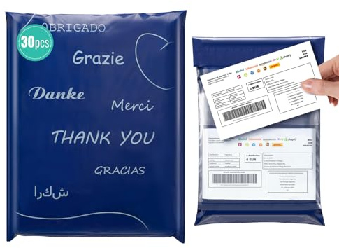 Wemk Versandtaschen, 30 Stück Versandtüten für Vinted, 35x45cm, Wasserdicht, Undurchsichtig, Abrasionsbeständig, Posttaschen, Logistik Verpackungen, Blau