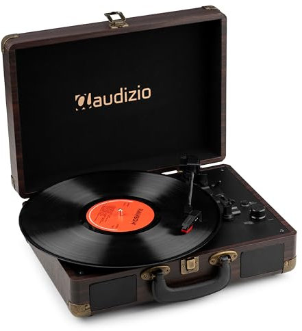 Audizio RP116DW Platine Vinyle Rétro avec Bluetooth in & Out, Haut-Parleurs Intégrés - Noyer, Lecture 33/45 & 78 Tours, Idéal pour Écouter Vos Anciens Vinyles Préférés