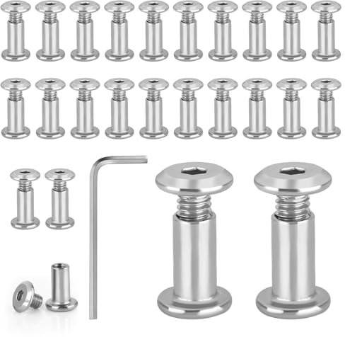 25 Piezas Tornillos de Conexión para Muebles, Tornillos de Conexión M4x10mm, Tornillo Union Muebles Inoxidable, Tornillos de Conexión Connect con Llave Hexagonal para Armarios, Paneles de Madera