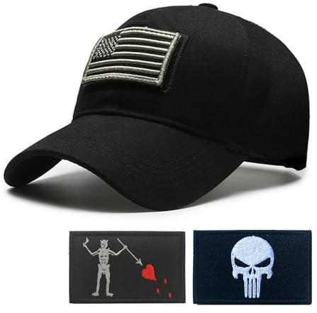 Gorra de béisbol de algodón de Negro Parche USA con 2 Parches