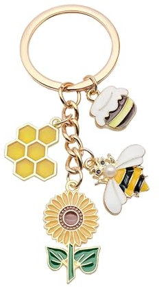 Benust Schlüsselanhänger Damen Sonnenblume Bienen Geschenke für Frauen Teenager Mädchen - Taschen Anhänger Schlüsselanhänger Süß Bag Charms