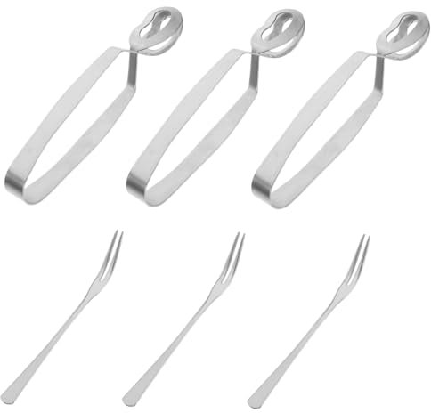 Zerodeko Confezione Da 3 Forchette E Pinze Per Lumache Forchetta E Morsetto Lavabili in Lavastoviglie in Acciaio Inossidabile 18/8 Per Uso Domestico E Nei Ristoranti