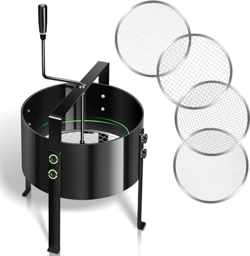 Gifeerory Rotary Garden Soil Sifter Compost Sieve, Large Earth Riddle Screener with (3/6/9/12) mm Replaceable Mesh Sizes, Upgraded Steel Garden Sieve for Soil and Stones