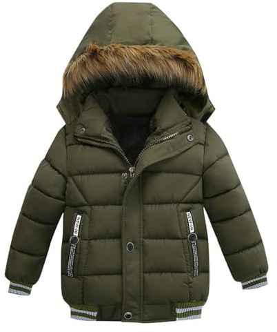 Toddler Baby Boys Coat Down Jacket Winter Winter Faux Fur Hooded Puffer Quilted Jackets Warm Windproof Lightweight Outerwear Clothes Kids Snowsuit Coats