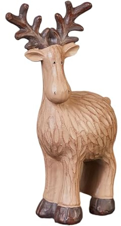 Zahoken Figura de Reno Navideña - de Escritorio Estatua de Alce Navideño,Coleccionable Escultura De Resina De Reno para Interior | para Sala Dormitorio Cafeterías Vitrinas Estanterías