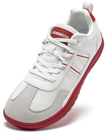 HOBIBEAR Unisex Wide Barefoot Minimalist Athletic Shoes Outdoor Trail Running Walking Shoes（White-Red,UK 13）