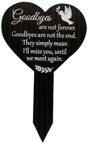 wellrun Garden Memorial Heart Plaque,Waterproof Grave Marker Decoration,Remembrance Stake for Outdoor,Tribute,Plant Marker