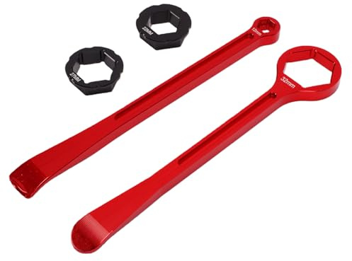 Naroote Röd Svart 12MM/0.47in 22MM/0.87in 27MM/1.06in 32MM/1.26in Tire Iron Spak Tool, Spoon Motorcycle Däck Change Kit, Sexkantnyckelsats, för små Dirt Bikes, Mud Motorcyklar