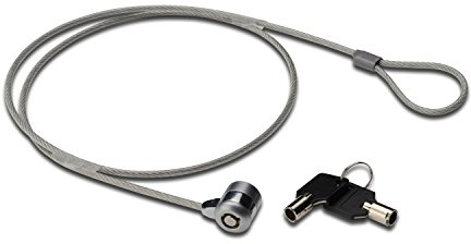 Ewent ew1242 Kabelschloss aus Stahl mit Schloss für PC Notebook, 2 Schlüsseln, Kabel 1.5 Meter silber