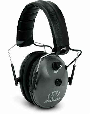 WALKER'S Single Mic Compact Folding Sound-Enhancing Hunting Gun Range Shooting Hearing Protection Electronic Muff with Comfort Headband, 2 AAA Batteries Included