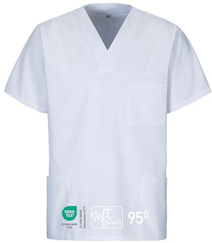 EXNER Medizinischer Schlupf-Kasack, OP-Kasack, Unisex, für Krankenpflege, Altenpflege, Farbe weiß, Größe 5XL