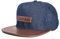 Blackskies® Aion Snapback Cap Denim Jeans Kunst-Leder Schirm Unisex Premium Baseball Mütze Kappe