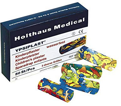 Holthaus Medical YPSIPLAST® Kinderpflaster-Set Wundpflaster Pflasterstrips, Dino-Motiv, 50-teilig