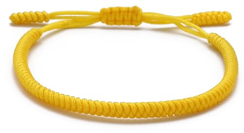 LUCKY BUDDHIST Bracciale Tibetano Buddista Regolabile – Bracciale in Corda Intrecciata per Uomo e Donna – Include Portachiavi Buddha in Legno