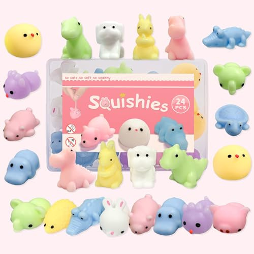 Mochi Mini Squishy Animal Toys - 24 Pcs Random Party Decoration for Kids and Adults
