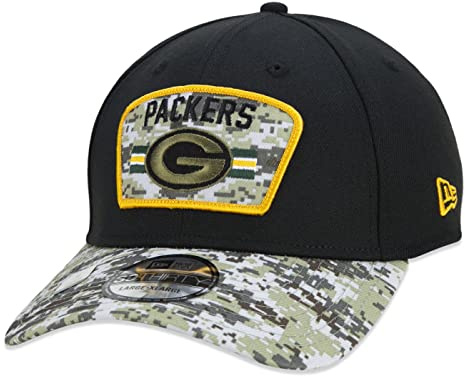 New Era Green Bay Packers NFL On Field 2021 Salute to Service Black 39Thirty Stretch Cap - L-XL (7 1/8-7 5/8)