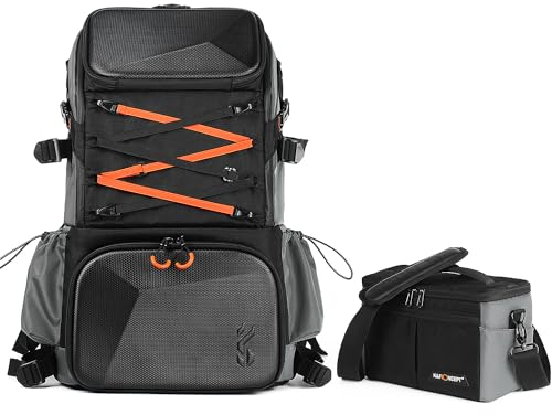 K&F CONCEPT Kamerarucksäcke für Fotografen, riesige Reisetasche, 32L, große Kamerataschen mit Laptopfach und wasserdichter Regenhülle