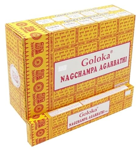 Goloka Räucherstäbchen Nag Champa Incense Stick 3/6/ 12/24 Gratis Halter (24x Goloka Nag Champa)