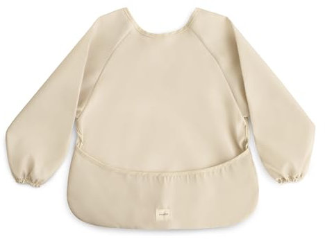 mushie Ärmellätzchen Baby Langarm | Wasserdichtes Lätzchen mit Ärmeln für Kleinkinder | Verstellbare Passform für 6-24 Monate | Farbe: Fog