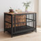 BORPHOM 38.98 Wooden Dog Crate Furniture,Large Dog Kennel Indoor,Heavy Duty Dog Cage for Large Dogs,Dog House with Removable Tray,Folding 2 door Crate,Side End Table,Rustic Brown