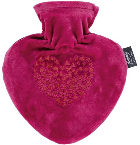 fashy Bottiglia calda a forma di cuore con rivestimento e ricamo, rosa, 0,7 l