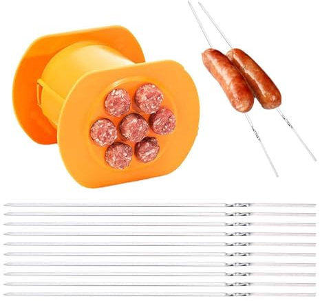 1 Máquina Para Hacer Salchichas, 10 Brochetas Para Barbacoa, Molde Para Hot Dogs Casero, Exprimidor Manual De Palitos Para Carne, Utensilios De Cocina