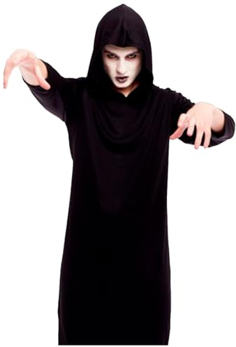 Acan Tradineur - Tunica con capucha - Fabricado en Poliéster - Incluye Tunica - Ideal para disfrutar de Halloween y carnaval - Color Negro - Talla XL