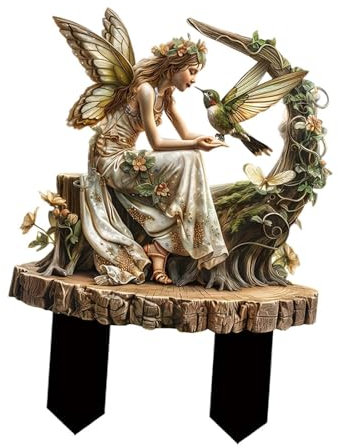Gralara Piquet Décoratif Féerique de Jardin, Ornement de Pelouse Créatif, Signe de Cour 2D, Plante En Pot, Décor pour Pelouse, Paysage, Bonsaï D'extérieur