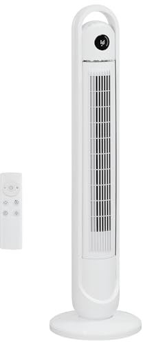 HOMCOM Ventilateur colonne 55W ventilateur tour ventilateur sur pied 3 vitesses, télécommande, minuterie 24h, oscillant, ventilateur de refroidissement, mode veille, pour chambre, bureau, blanc