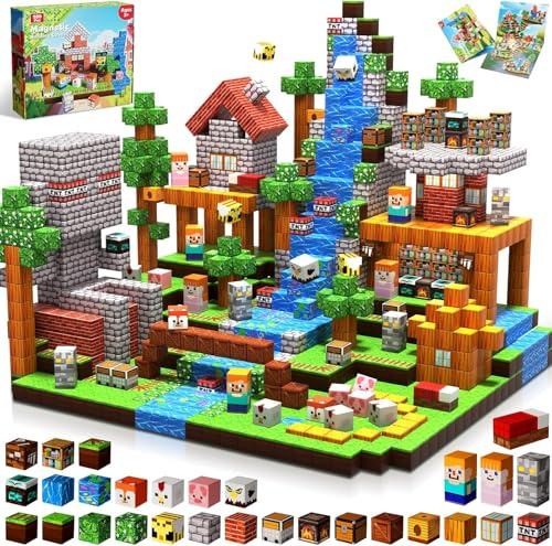 ToyUnited Magnetic Blocks, 200PCS Magnetic Building Blocks, Constructions Toys for Boys & Girls Ages 3 4 5 6 7 8 9 10 STEM Stacking Tiles Toy, Sensory Birthdays Christmas for Kids Gifts