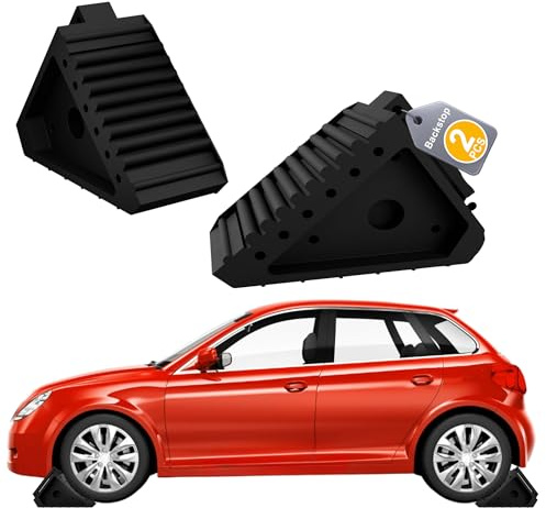 UISEBRT 2 Stück Unterlegkeile Anhänger mit Griff, Anti-Rutsch Gummiblock,Schwarz Verstärktes Heavy Duty Unterlegkeil,Gummistopper für Bremskeile Wohnwagen Anhänger PKW Hänger