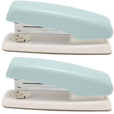 Stationär häftapparat Multipurpose Stor kapacitet 20 ark rotation Ergonomisk design Halkfri bordshäftare för kontorsskola Hemma Plast Stål 2st (Blå)