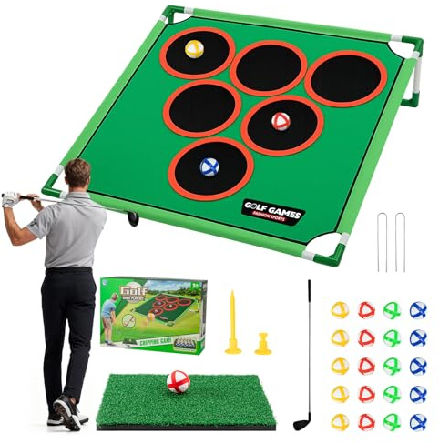 M.J COMFY-LIFE Golf Game Play Set for Adults & Family – Sticky Battle Golf Game with 5 Targets & 20 Velcro Balls, Portable Indoor/Outdoor Golf Training for Chipping & Putting Practice