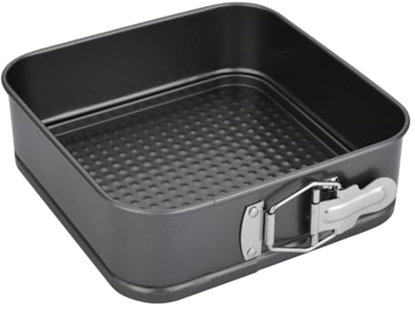 LUPATDY 24 cm fyrkantig fjäderform Ø 24 cm, bakform med non-stick beläggning, 1 st tårtform, kakform, 24 cm kvadratisk, gör-det-själv tårtplåt, bakredskap, set, kakformar
