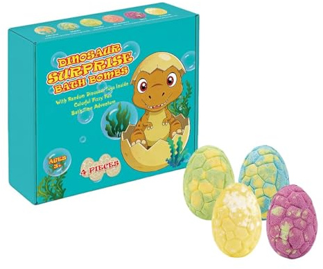 Boules De Sel De Bain Pour, Jouet Dinosaure, Formule Douce, 4 Pièces, Bombes De Bain Aux Œufs De Dinosaure, Vapeur De Douche En Forme D'œuf, Doux Pour La Peau, Pour La Relaxation Au Spa, Les A