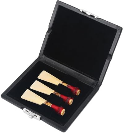 SUNGOOYUE Estuche para Cañas de Fagot Caja de Cañas para Fagot de Cuero de PU con Capacidad para 3 Interior de Madera Cierre de Hebilla con Almohadilla Suave Almacenamiento Compacto para Práctica y