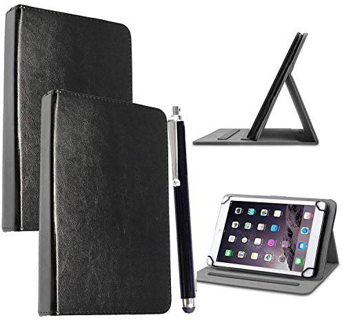 10inch Tablet Case Cover - Universal Leather Stand Case Folio Cover Magic Leather 360° Rotating Case Fits for ALL 10 Inch & 10.1 Inch Tablets + Stylus Pen (BLACK)